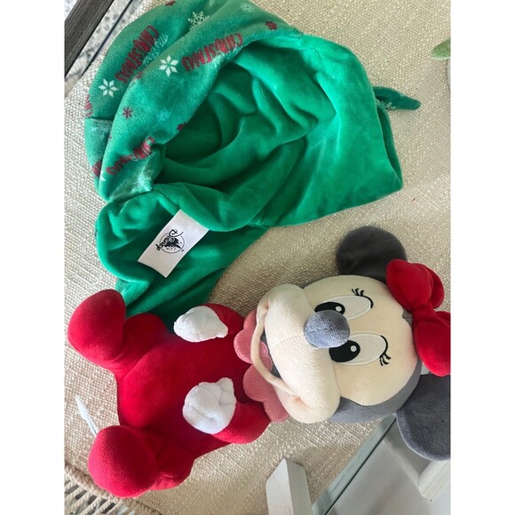 Disney Store My First Christmas Baby Minnie Mouse Plush Blanket Swaddle 12" - Picture 6 of 7